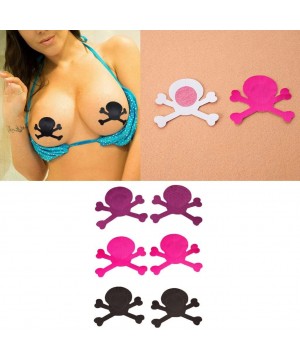 Accessories 5Pairs Disposable Adhesive Skull Breast Covers Nipple Stickers Lingerie Pasties - Purple - CL18YKQ7D9Q