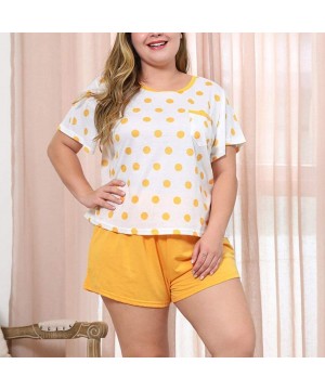 Sets 2-Piece Nightwear Women's Pajama Short Sleeve Sleepwear T Shirt Shorts Set Casual Clothing - Yellow - CJ19089AW8C