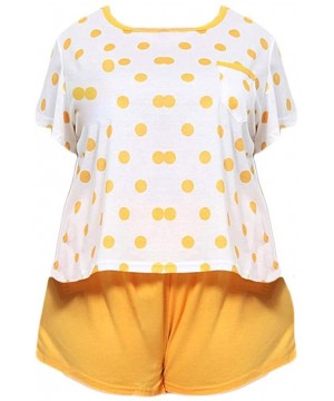 Sets 2-Piece Nightwear Women's Pajama Short Sleeve Sleepwear T Shirt Shorts Set Casual Clothing - Yellow - CJ19089AW8C