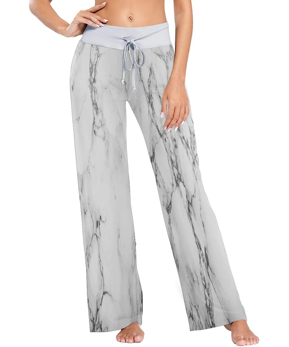 Bottoms Lovely Marble Stone Women's Pajama Lounge Pants Casual Stretch Pants Wide Leg - CS19CAHH5R4