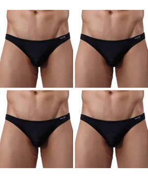 Briefs Men Briefs Breathable Ice Silk Triangle Bikinis and Briefs D318 - 4-pack Black - C7124KTQS27