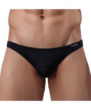 Briefs Men Briefs Breathable Ice Silk Triangle Bikinis and Briefs D318 - 4-pack Black - C7124KTQS27