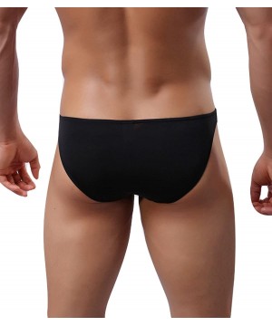 Briefs Men Briefs Breathable Ice Silk Triangle Bikinis and Briefs D318 - 4-pack Black - C7124KTQS27