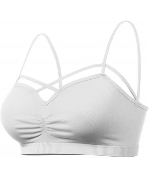 Bustiers & Corsets Womens Strappy Caged Cutout Super Soft Stretchy One Size Fit All Bra Top - Doubldowa403_white - CI12HRZP287