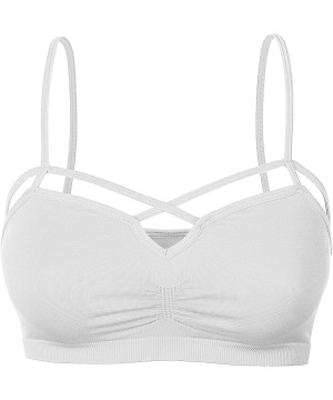 Bustiers & Corsets Womens Strappy Caged Cutout Super Soft Stretchy One Size Fit All Bra Top - Doubldowa403_white - CI12HRZP287