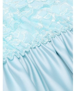 Sets Women Satin Chemise Nightgown Lace Trim Nightie Nightdress Sleepwear - Light Blue - CV180M6UQ4I