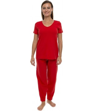 Sets Women's Pajama Set PJ Cotton Lounge Sleep Wear - Red - CD18XWA25RW