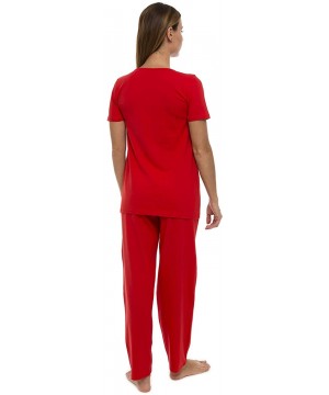 Sets Women's Pajama Set PJ Cotton Lounge Sleep Wear - Red - CD18XWA25RW