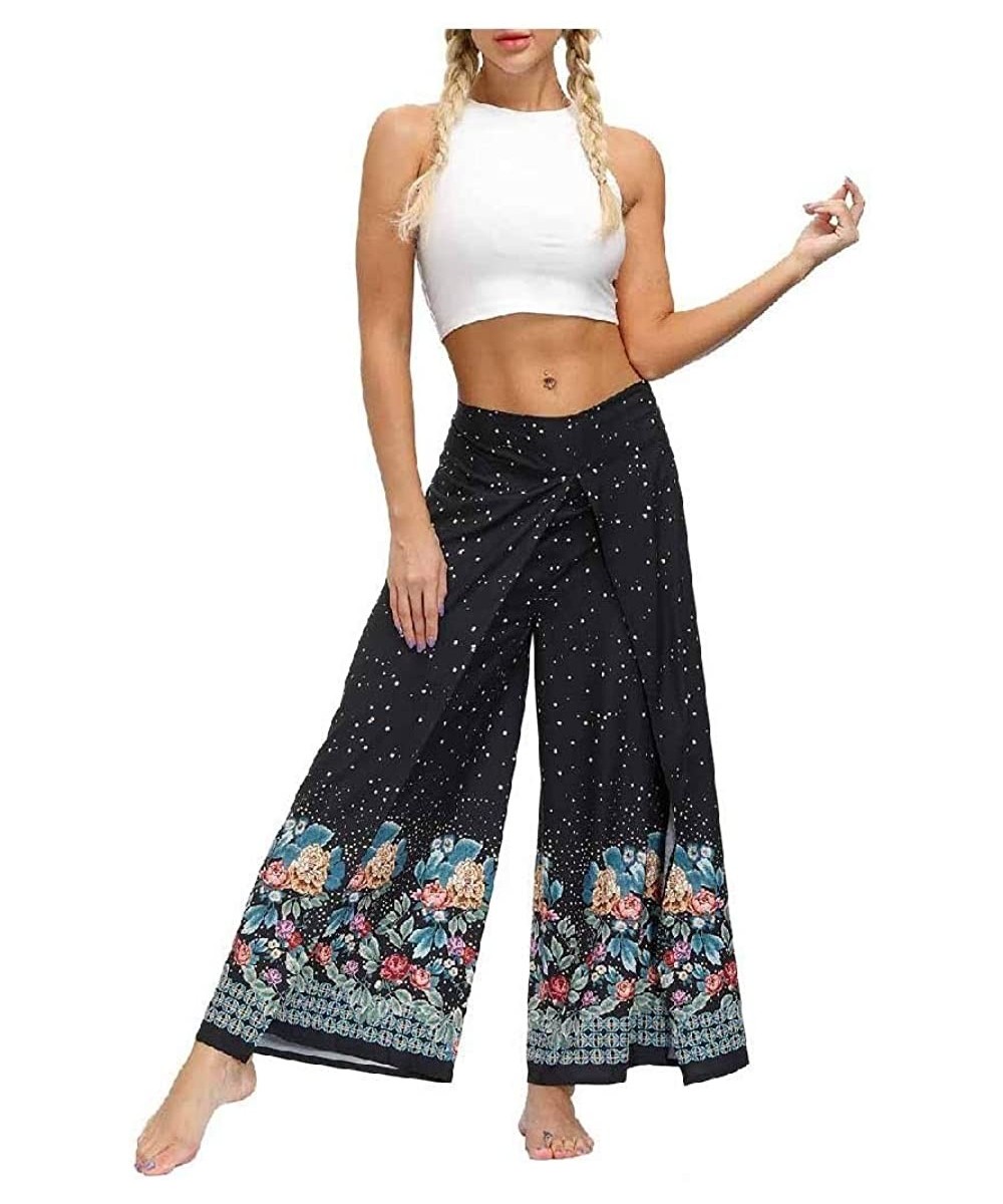 Bottoms Womens Lounge Comfort Active Relaxed Floral Print Palazzo Lounge Pants - As1 - CC19CKHELCA