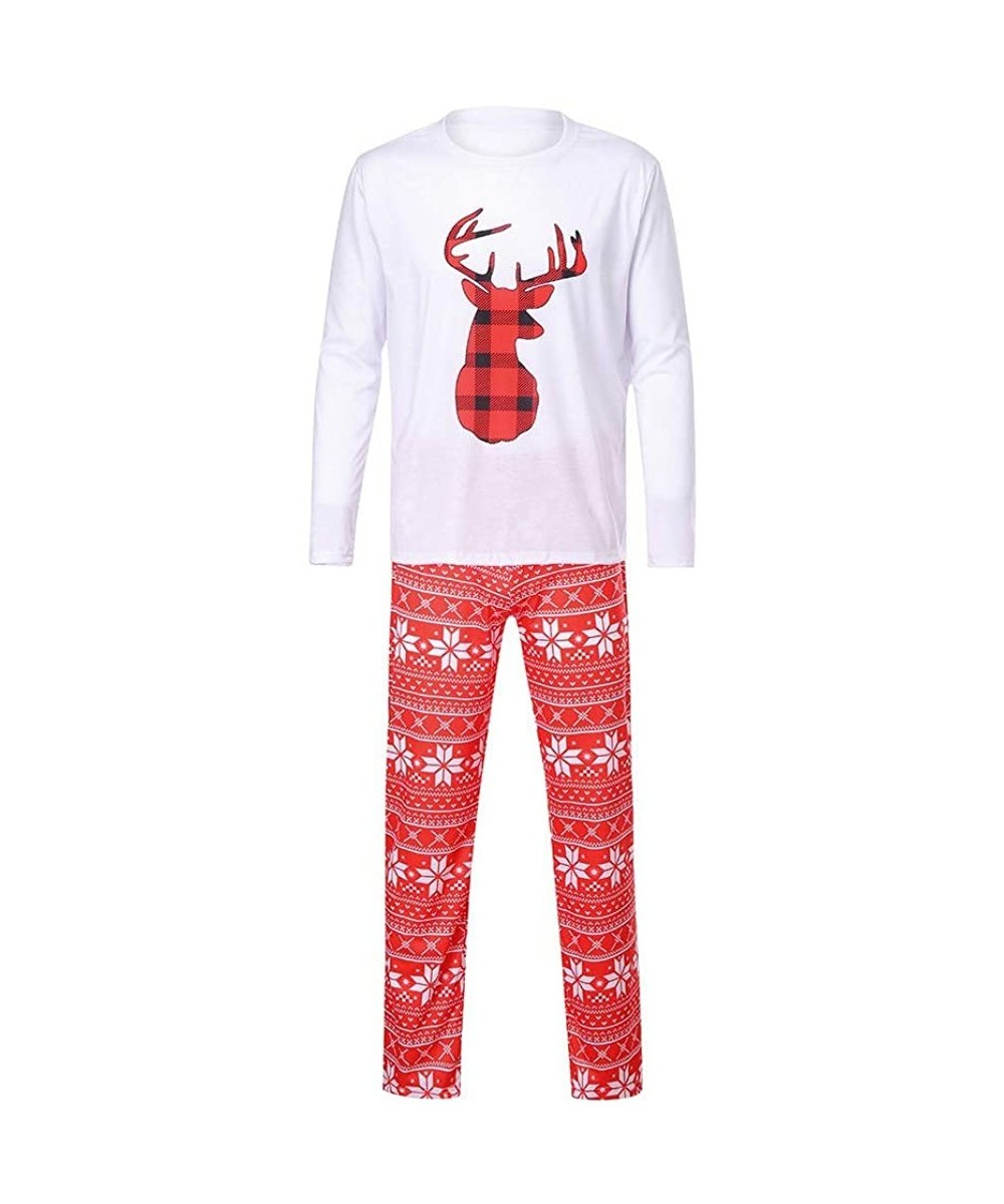 Sleep Sets Family Matching Christmas Pajamas Sleepwear Set- Xmas Elk Printed Long Sleeve Tops + Trousers Vintage Christmas Ev...