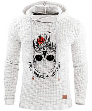 Thermal Underwear Men Hoodie Lattice Splicing Button Pullover Long Sleeve Hooded Sweatshirt Tops - White - CK1934IGKAN