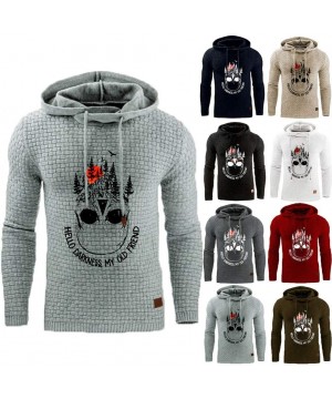 Thermal Underwear Men Hoodie Lattice Splicing Button Pullover Long Sleeve Hooded Sweatshirt Tops - White - CK1934IGKAN