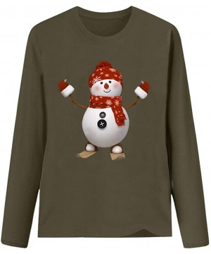 Nightgowns & Sleepshirts Women's Christmas Plus Size Shirts Casual Pull Sleeve Snowman Print Pullover Solid Loose Fall Blouse...