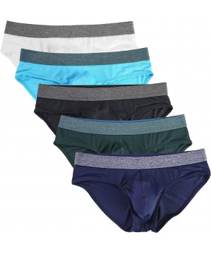 Briefs Men's Briefs Micro Mesh Breathable Sexy Bulge Bikini Underwear - 5-pack-multicoloured - CD18GG06DD5