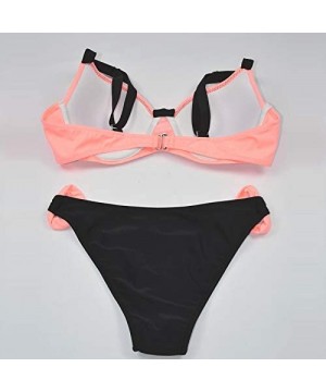 Accessories 2 PCS Bikinis Set Women's Bandeau Bandage Brazilian Swimwear Sexy Push-Up Beachwear Swimsuit - Pink - C918M7GOE39