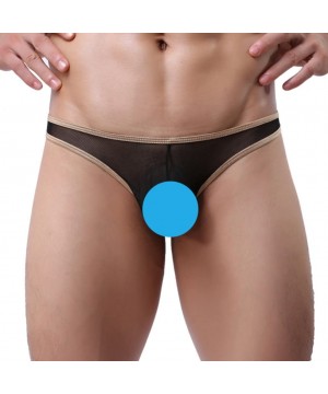 G-Strings & Thongs Mens Sheer Openwork Thongs G-String T-Back Underwear Briefs Panties Shorts - Black - CQ18AZ4ORZW