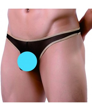 G-Strings & Thongs Mens Sheer Openwork Thongs G-String T-Back Underwear Briefs Panties Shorts - Black - CQ18AZ4ORZW