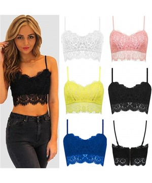 Camisoles & Tanks Women Girls Lace Bralette Bra Bustier Top Zipper Crop Tank Tops For Party Club - Pink - CP180T5GO5E