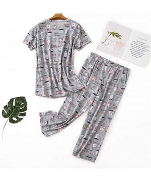 Nightgowns & Sleepshirts Women's Cute Cartoon Pajamas Casual 2 Pieces Sleepwear Set Nightwear - Short Sleeve/Cup - CC18S752AHK