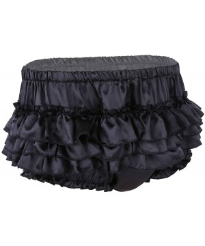 Briefs Men's Satin Frilly Briefs Sissy Crossdress Ruffled Skirted Panties Bloomer - Black - CQ18SN4ERXM