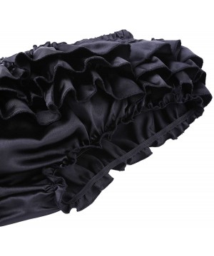 Briefs Men's Satin Frilly Briefs Sissy Crossdress Ruffled Skirted Panties Bloomer - Black - CQ18SN4ERXM