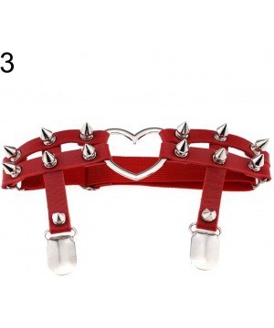 Garters & Garter Belts Women Fashion Punk Gothic Harajuku Studded Heart Garters Leg Ring Rivet Gift for Home Red - Red - C619...