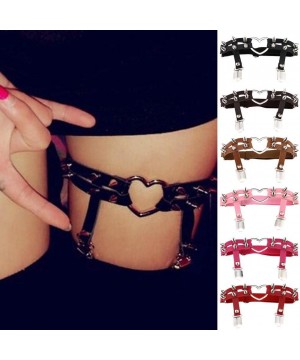 Garters & Garter Belts Women Fashion Punk Gothic Harajuku Studded Heart Garters Leg Ring Rivet Gift for Home Red - Red - C619...