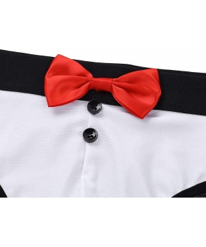 G-Strings & Thongs Men's Lingerie Set Waiter Tuxedo G-String Underwear Bow Tie Collar and Bracelets - Red Black Boxer - C818U...