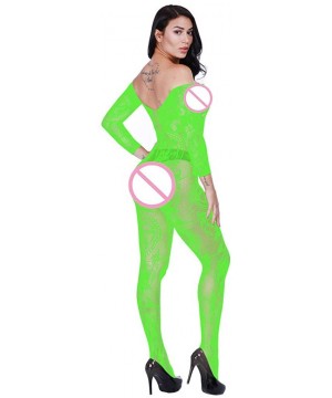 Baby Dolls & Chemises Women Open Crotch Mesh Lingerie Hollow Fishnet Babydoll Elegant Underwear Nightwear - Green - C519CGM55T9