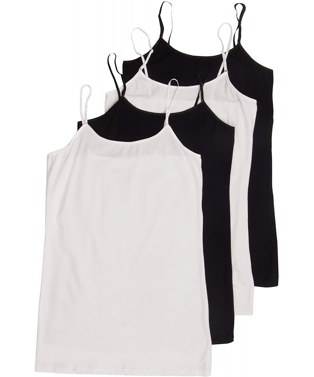 Camisoles & Tanks Womens 2 or 4 Pack Camisole Spaghetti Straps Long Tanks in Junior - Blackblackblackblack - CO11NI79JND