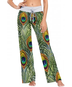 Bottoms Peacock Feathers Realistic Women's Pajama Pants Lounge Sleep Wear - Multi - CS19C6AEQ40