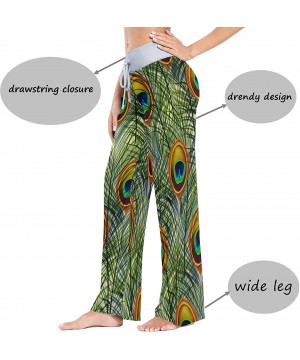 Bottoms Peacock Feathers Realistic Women's Pajama Pants Lounge Sleep Wear - Multi - CS19C6AEQ40