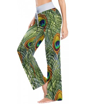 Bottoms Peacock Feathers Realistic Women's Pajama Pants Lounge Sleep Wear - Multi - CS19C6AEQ40