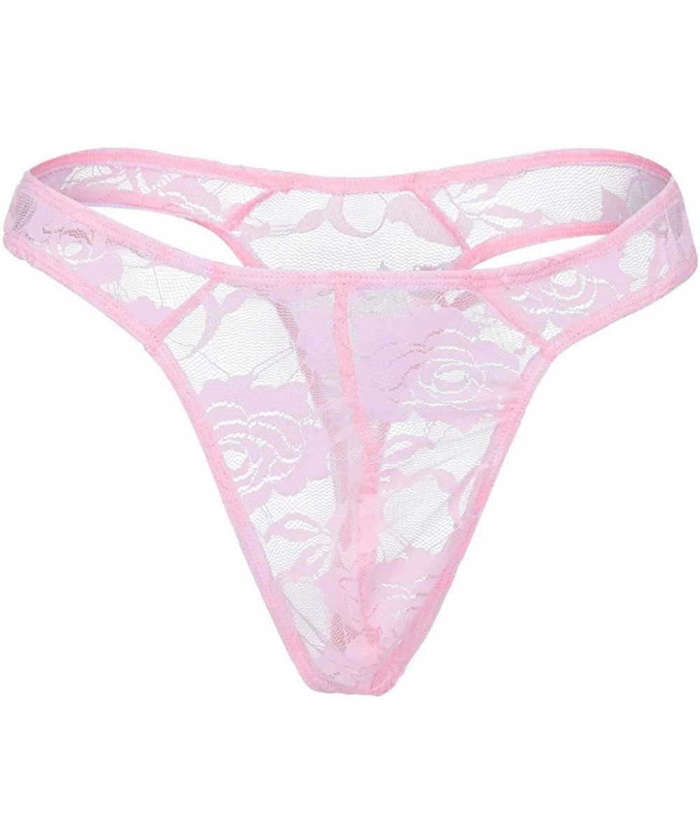 Accessories Lingerie for Men Full Lace Strap Underwear Bottoms Colorful Nightwear Multicolor One Size - Pink - CW196XG0IQO