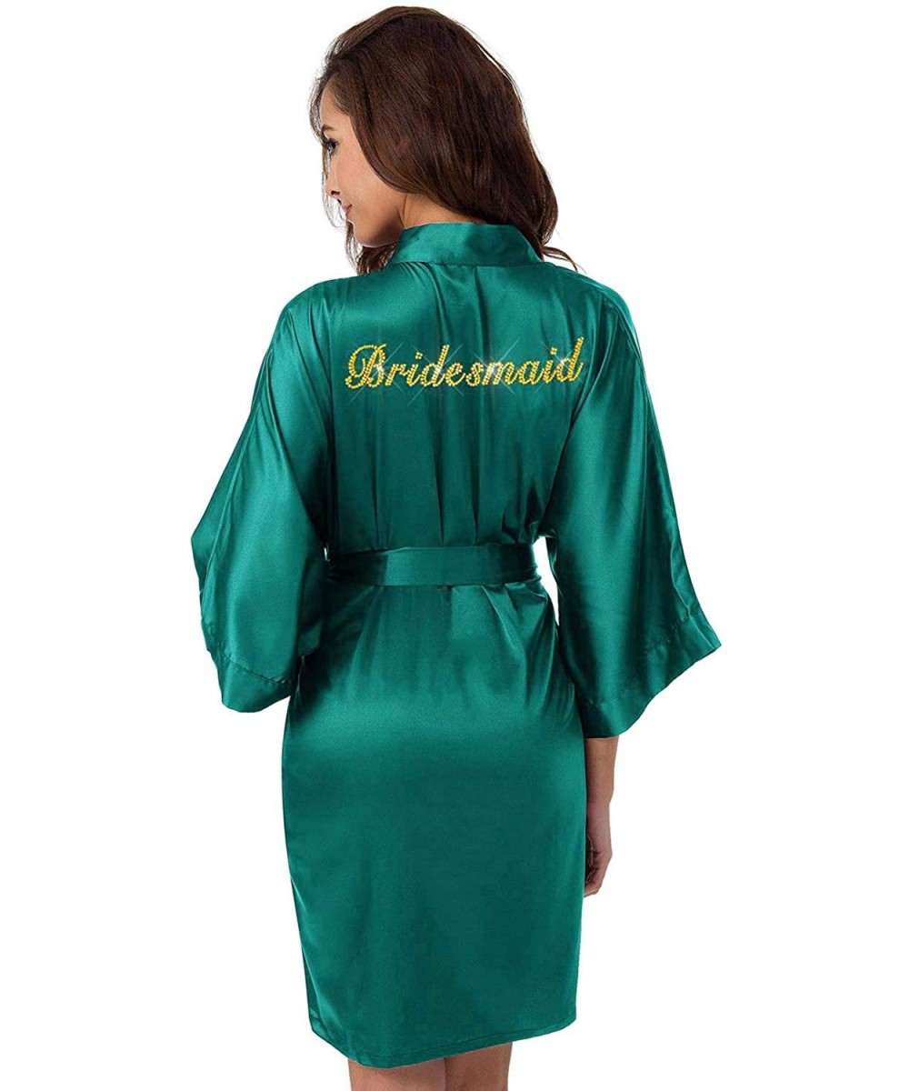 Robes Personalized Bridal Party Robes for Bridesmaid Bride Short Satin Bathrobe - Teal Green(bridesmaid) - C118SN2LNZ3