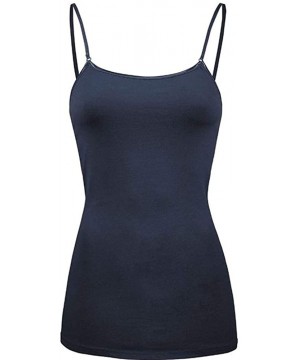 Camisoles & Tanks Multi Pack Women's Basic Long Length Adjustable Strap Tank Top Camisole - 3 Pack - Navy / Nude / Olive - CF...