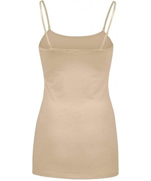 Camisoles & Tanks Multi Pack Women's Basic Long Length Adjustable Strap Tank Top Camisole - 3 Pack - Navy / Nude / Olive - CF...