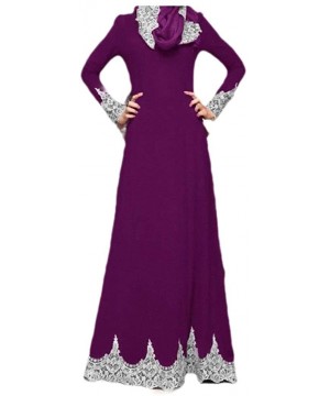 Robes Womens Embroidered Stylish Muslim Dubai Islamic Classy Kaftan Dresses - Purple - C21908NQKHR