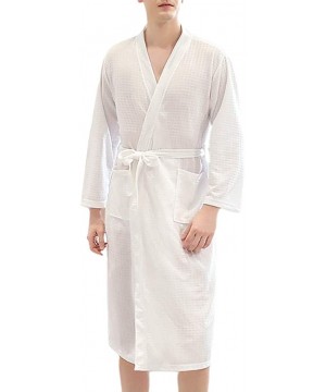 Robes Autumn Waffle Knitted Kimono Bath Robe V-Neck Water Absorbent SPA Loose Long Sleepwear with Pockets - 3 - CW1986Y4GN0