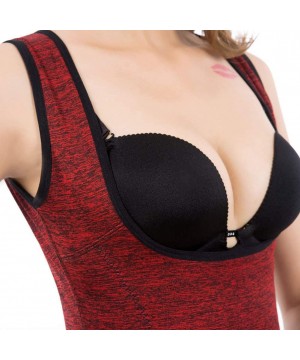 Thermal Underwear Women's Open Bust Cami Shaper Shapewear Tank Tops Camisole - Red - CX18AWTQSY9