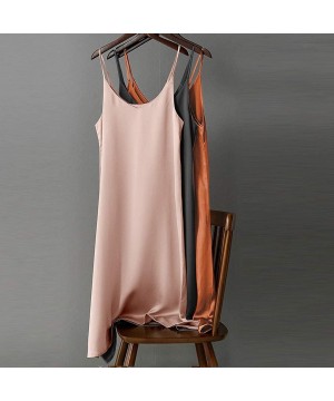 Accessories Fashion Women V-Neck Casual Camis Sleepdress Solid Color Soft Silk Nightwear Underwear - Black - C61983A6GSQ