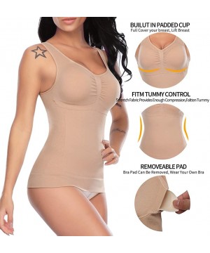 Shapewear Women Camisole Shapewear for Tummy Control Compression Shirt Tank Top with Strap - Nude(with Padded Bra) - CG196Z3HHSO