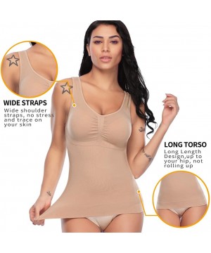 Shapewear Women Camisole Shapewear for Tummy Control Compression Shirt Tank Top with Strap - Nude(with Padded Bra) - CG196Z3HHSO