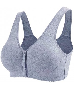 Bras Lady Women's Cotton Front-Closure Leisure Wireless Comfort Padded Bra - Beige - CO18ZC9RGDD