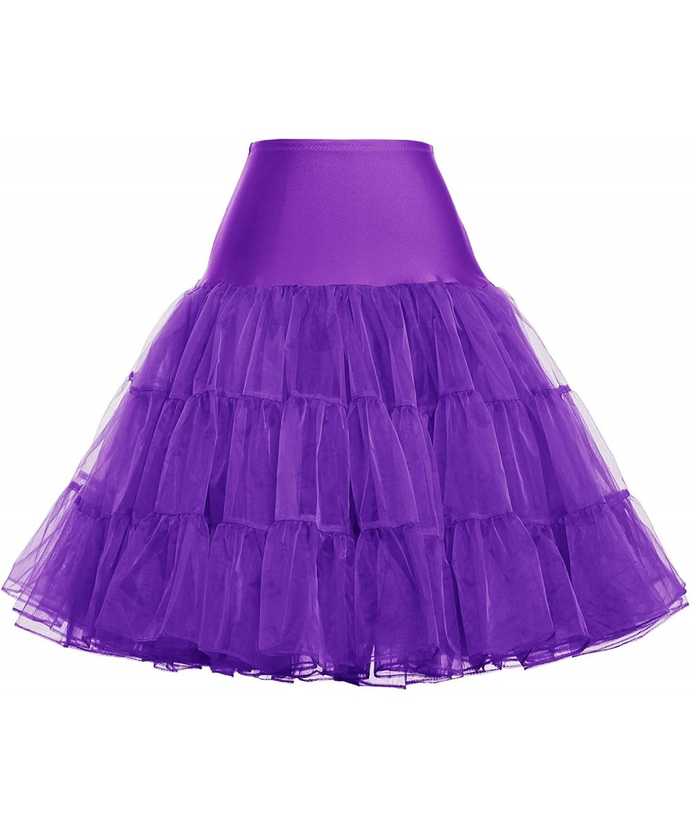 Slips Women's 50s Petticoat Vintage Crinoline Tutu Underskirts - Purple - CV18YGLA9GN