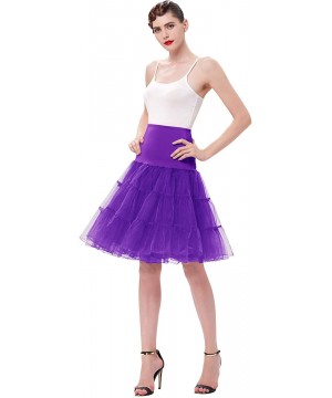 Slips Women's 50s Petticoat Vintage Crinoline Tutu Underskirts - Purple - CV18YGLA9GN