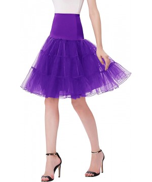 Slips Women's 50s Petticoat Vintage Crinoline Tutu Underskirts - Purple - CV18YGLA9GN