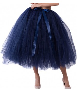 Slips Women's 50S Petticoat Skirt Rockabilly Dress Bubble Underskirts Tulle Tutu Skirt Navy - C5192DLK23R