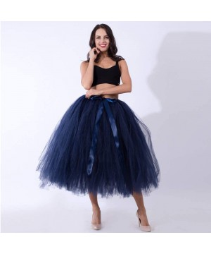 Slips Women's 50S Petticoat Skirt Rockabilly Dress Bubble Underskirts Tulle Tutu Skirt Navy - C5192DLK23R