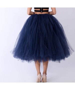 Slips Women's 50S Petticoat Skirt Rockabilly Dress Bubble Underskirts Tulle Tutu Skirt Navy - C5192DLK23R